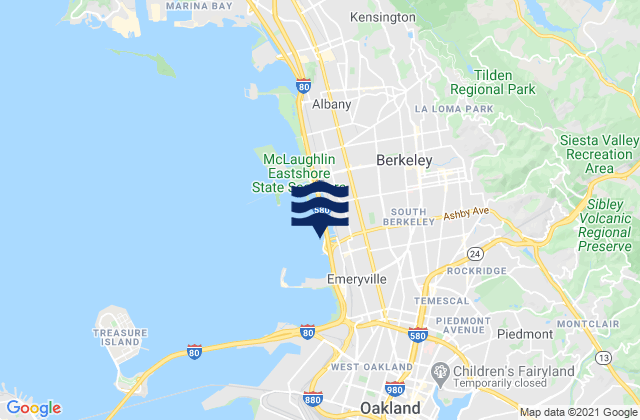 Carte des horaires des marées pour Berkeley Yacht Harbor .9 mi S, United States