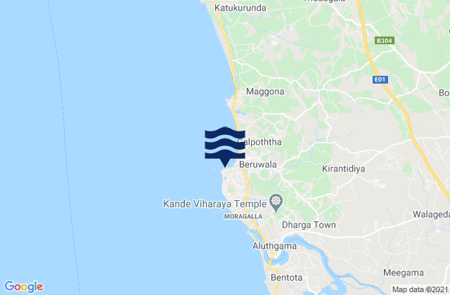 Carte des horaires des marées pour Beruwala Point, Sri Lanka