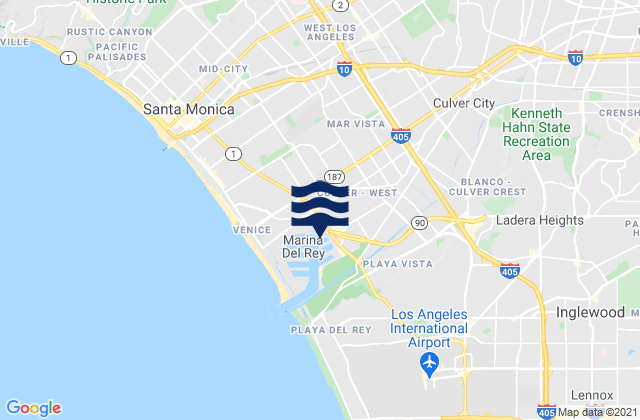 Carte des horaires des marées pour Beverly Hills, United States