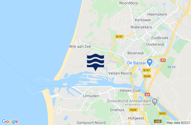 Carte des horaires des marées pour Beverwijk, Netherlands