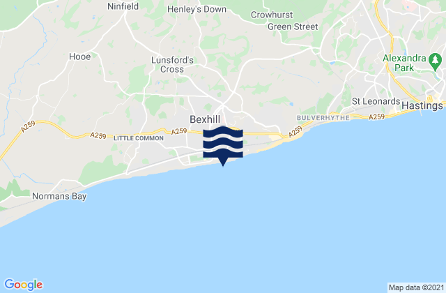 Carte des horaires des marées pour Bexhill-on-Sea, United Kingdom