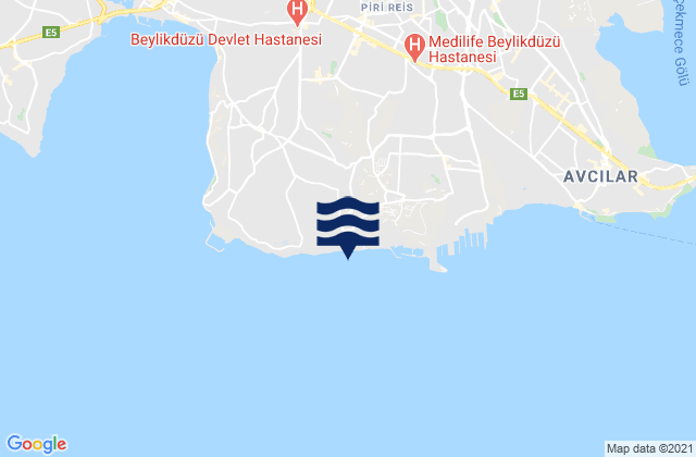 Carte des horaires des marées pour Beylikdüzü, Turkey