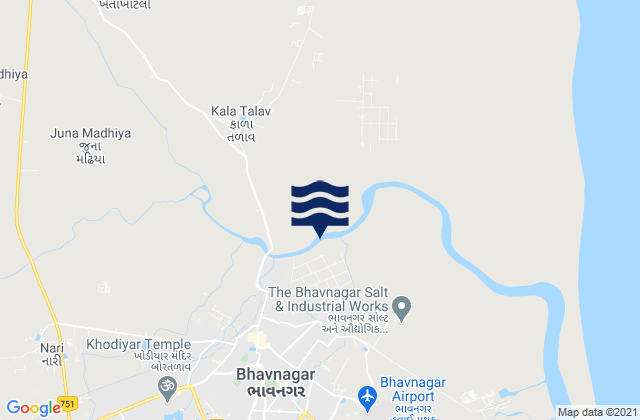 Carte des horaires des marées pour Bhavnagar, India