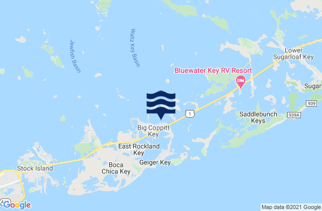 Carte des horaires des marées pour Big Coppitt Key (Northeast Side Waltz Key Basin), United States