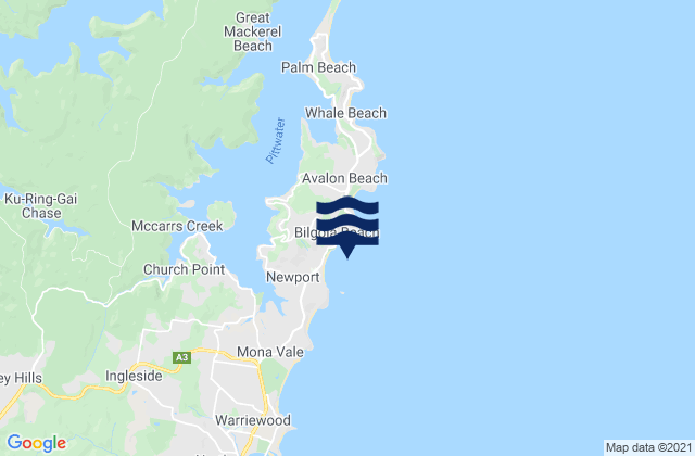 Carte des horaires des marées pour Bilgola Beach, Australia