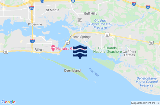 Carte des horaires des marées pour Biloxi Bay, United States