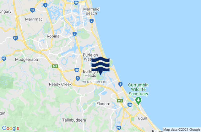 Carte des horaires des marées pour Binalong Beach, Australia