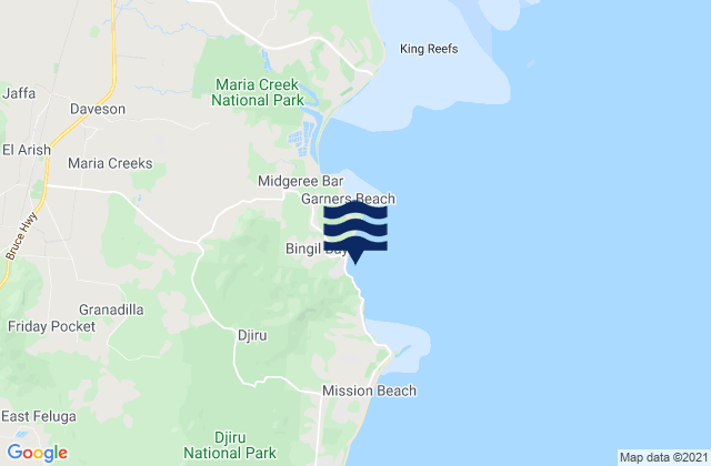Carte des horaires des marées pour Bingil Bay, Australia