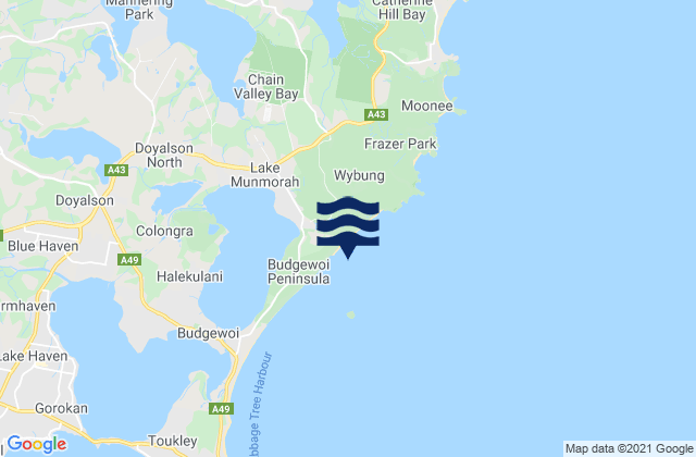 Carte des horaires des marées pour Birdie Beach, Australia