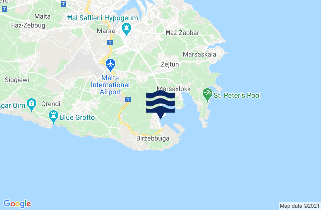 Carte des horaires des marées pour Birżebbuġa, Malta