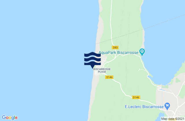 Carte des horaires des marées pour Biscarrosse-Plage, France