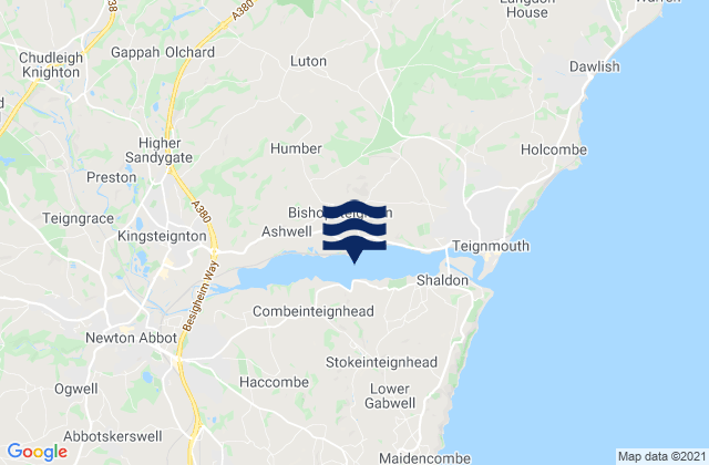 Carte des horaires des marées pour Bishopsteignton, United Kingdom