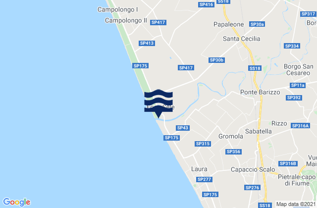 Carte des horaires des marées pour Bivio Santa Cecilia, Italy