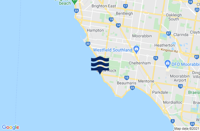 Carte des horaires des marées pour Black Rock, Australia