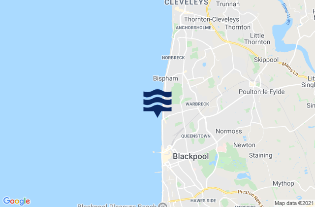 Carte des horaires des marées pour Blackpool, United Kingdom