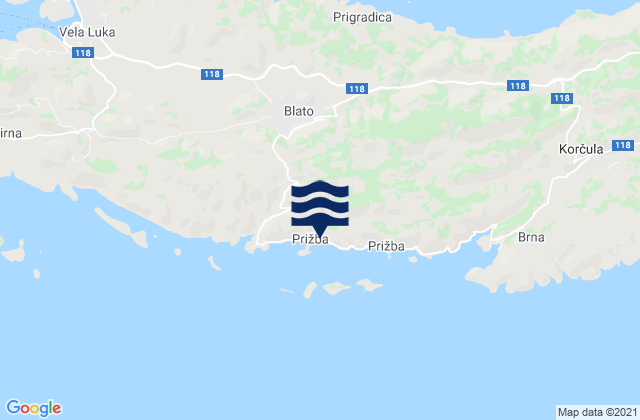 Carte des horaires des marées pour Blato, Croatia
