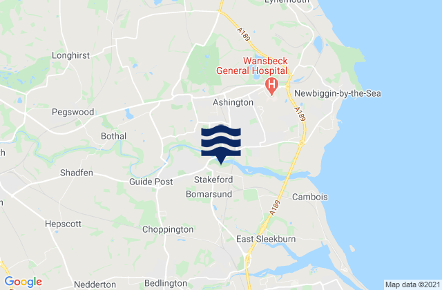 Carte des horaires des marées pour Blaydon-on-Tyne, United Kingdom