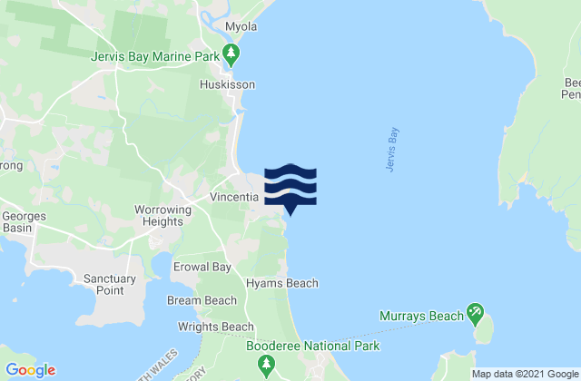 Carte des horaires des marées pour Blenheim Beach, Australia