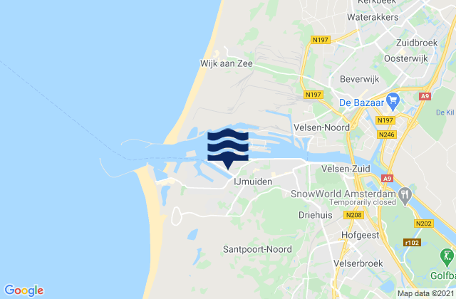 Carte des horaires des marées pour Bloemendaal, Netherlands