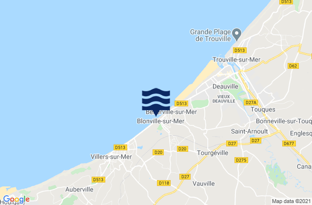Carte des horaires des marées pour Blonville-sur-Mer, France