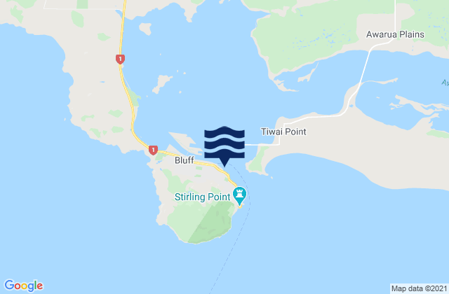 Carte des horaires des marées pour Bluff Harbour, New Zealand