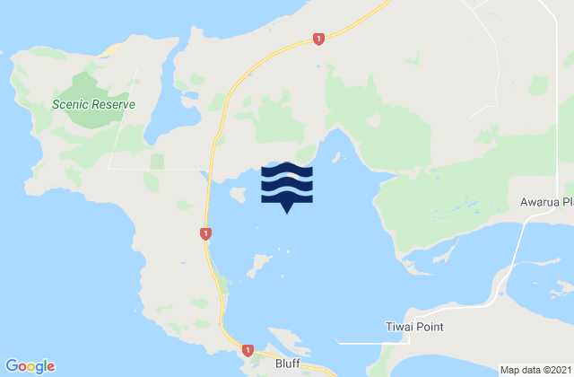 Carte des horaires des marées pour Bluff Harbour, New Zealand