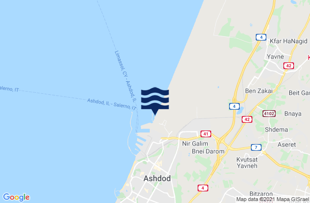 Carte des horaires des marées pour Bnei Ayish, Israel