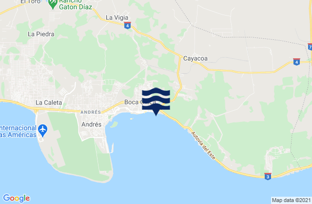 Carte des horaires des marées pour Boca Chica, Dominican Republic