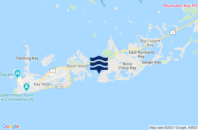 Carte des horaires des marées pour Boca Chica Key (Southwest End), United States