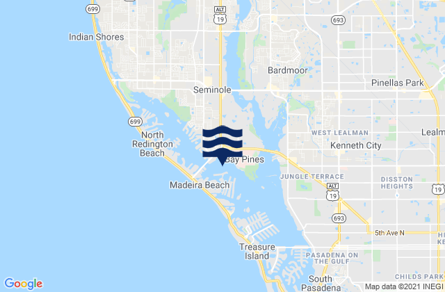 Carte des horaires des marées pour Boca Ciega Bay, United States