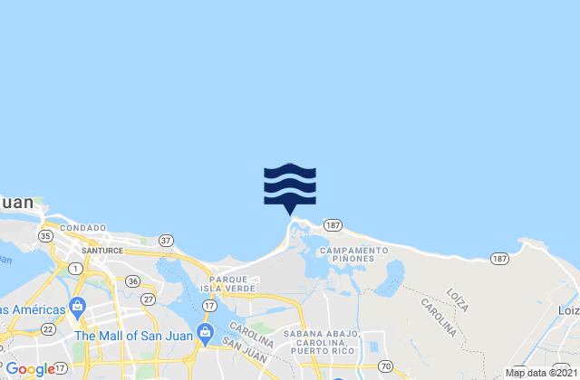 Carte des horaires des marées pour Boca De Cangrejos, Puerto Rico