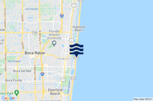 Carte des horaires des marées pour Boca Raton, United States