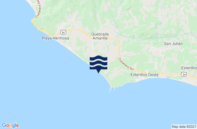 Carte des horaires des marées pour Boca del Río Tusubres, Costa Rica