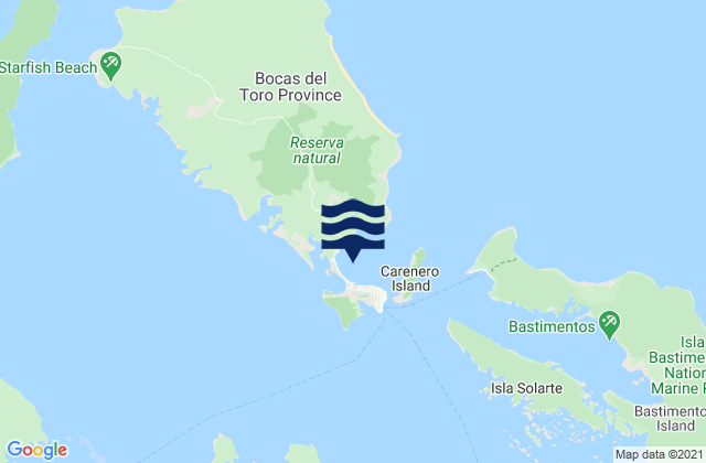 Carte des horaires des marées pour Bocas del Toro, Panama