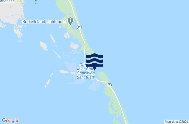 Carte des horaires des marées pour Bodie Island-Pea Island between, United States