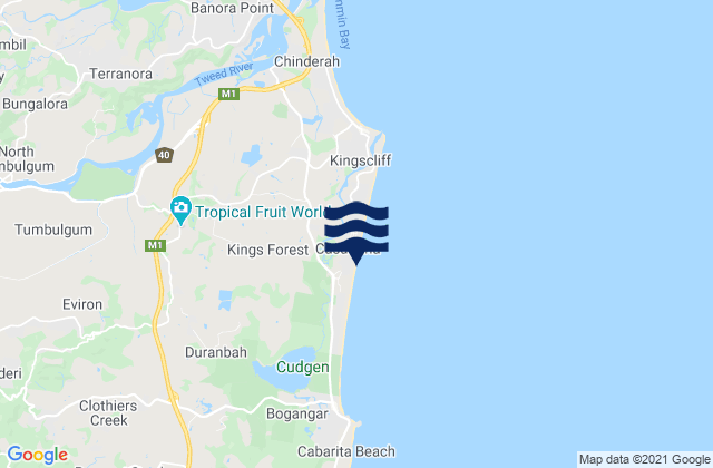 Carte des horaires des marées pour Bogangar Beach, Australia
