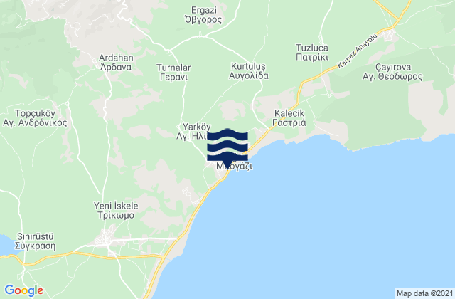 Carte des horaires des marées pour Bogázi, Cyprus