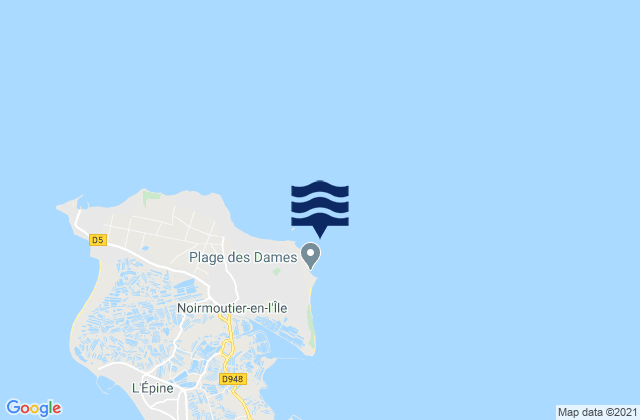 Carte des horaires des marées pour Bois de la Chaise Noirmoutier Island, France