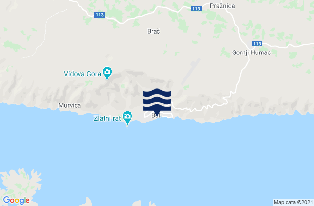 Carte des horaires des marées pour Bol, Croatia