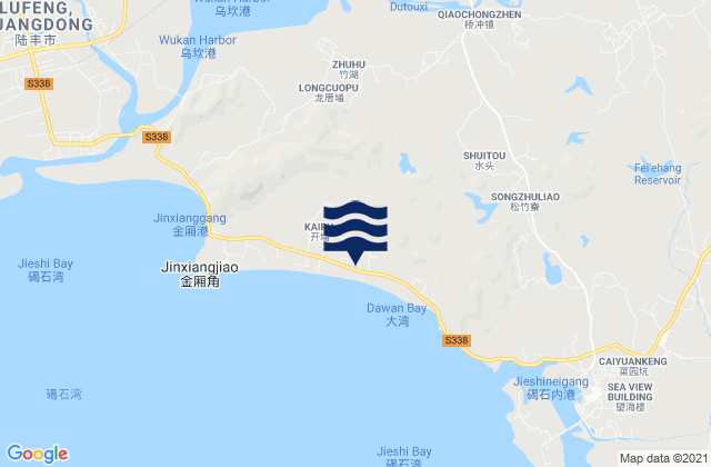 Carte des horaires des marées pour Bomei, China