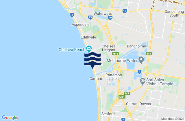 Carte des horaires des marées pour Bonbeach, Australia