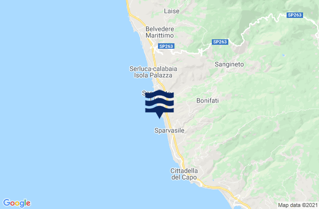Carte des horaires des marées pour Bonifati, Italy
