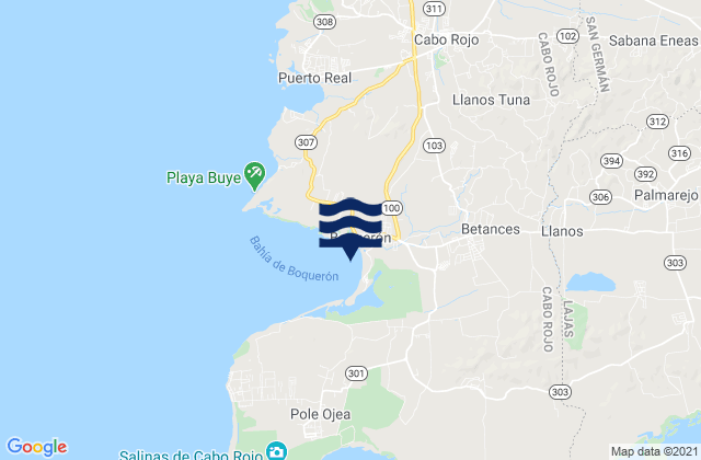 Carte des horaires des marées pour Boquerón, Puerto Rico