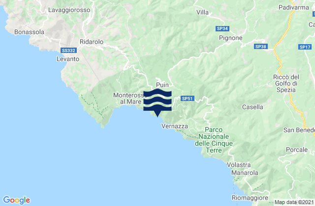 Carte des horaires des marées pour Borghetto di Vara, Italy