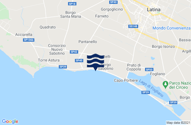 Carte des horaires des marées pour Borgo Podgora, Italy
