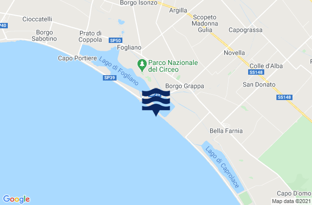 Carte des horaires des marées pour Borgo San Michele, Italy