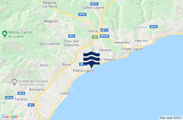 Carte des horaires des marées pour Bormida, Italy