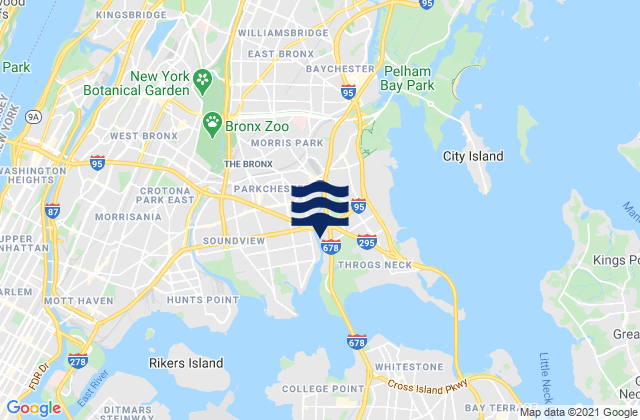 Carte des horaires des marées pour Borough of Bronx, United States