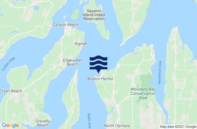 Carte des horaires des marées pour Boston Harbor (Budd Inlet), United States