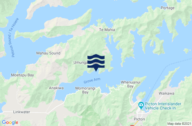 Carte des horaires des marées pour Bottle Bay, New Zealand